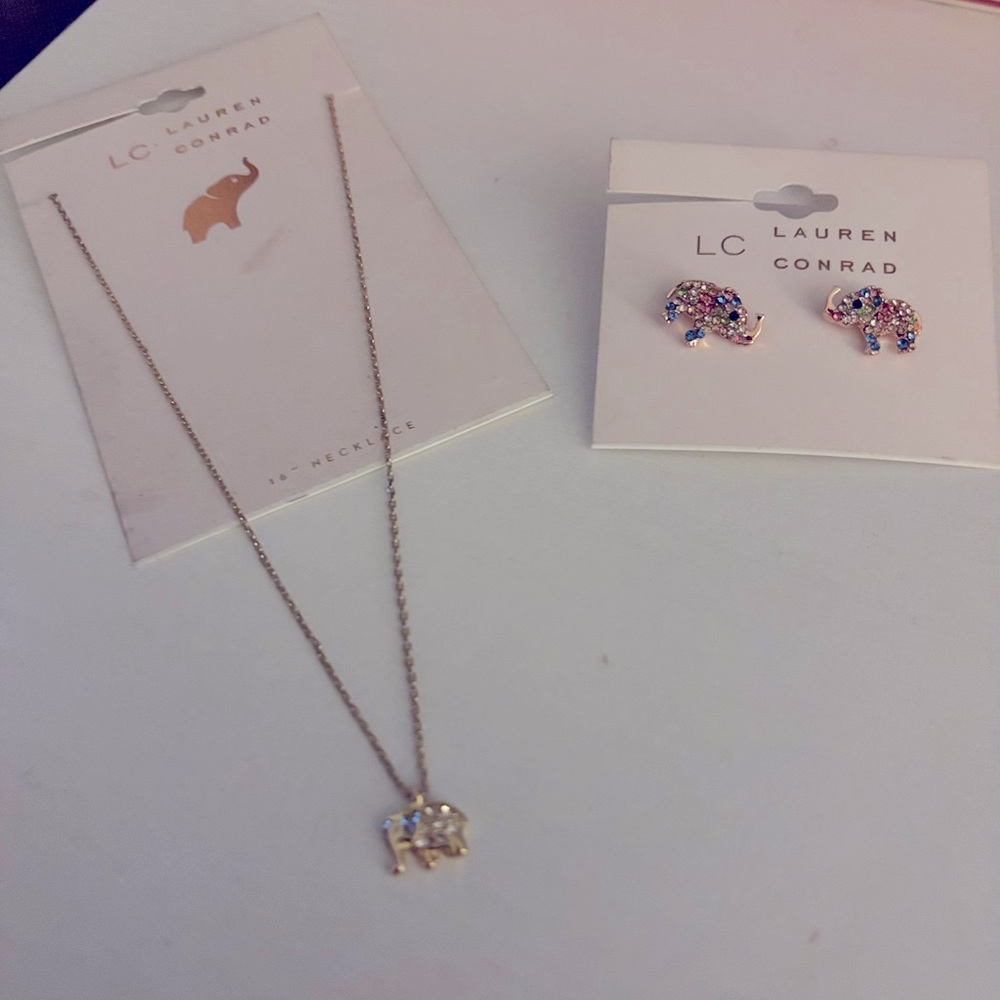 LC Lauren Conrad - Elephant Necklace & Earrings